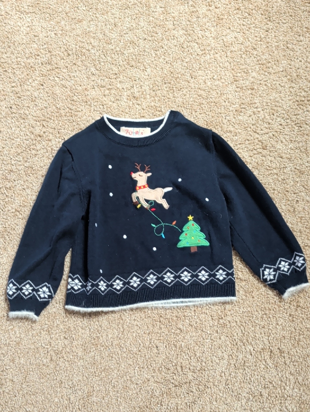 Toddler Navy Reindeer & Tree Sweater - Unbranded